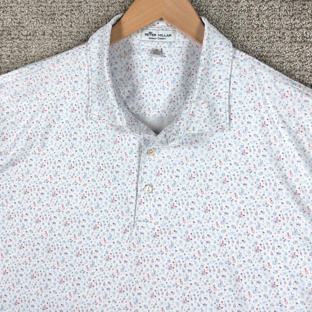 Peter Millar Summer Comfort Mens XL Cocktail Martini‎ Shaken Golf Polo Shirt
